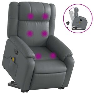 vidaXL Stand up Massage Recliner Chair Grey Faux Leather