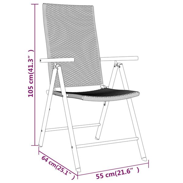 vidaXL 3 Piece Garden Dining Set Black