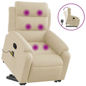 vidaXL Stand up Massage Recliner Chair Cream Fabric