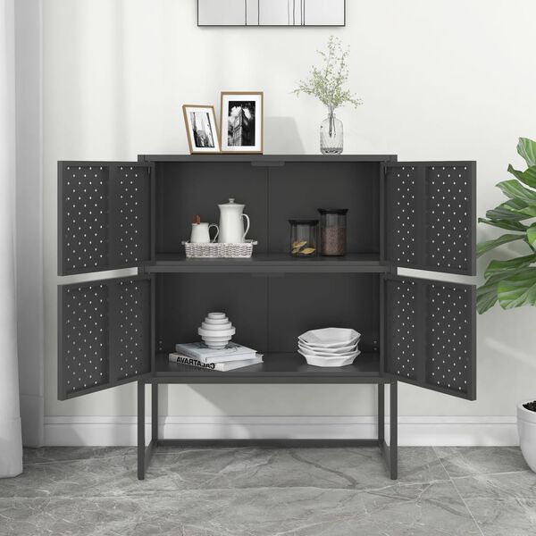 vidaXL Highboard Anthracite 80x35x100 cm Steel