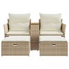 vidaXL Garden Sofa 2-Seater with Stools Beige Poly Rattan