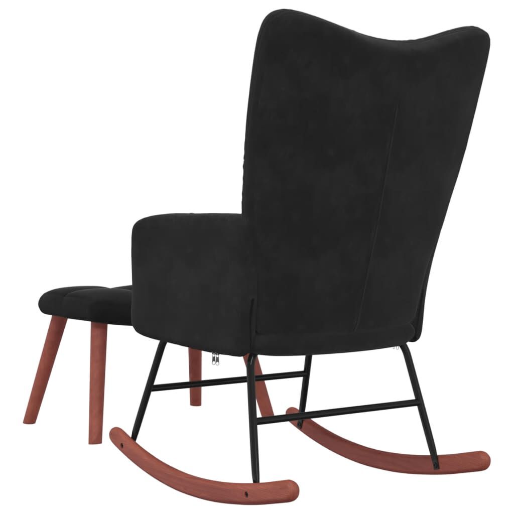 vidaXL Rocking Chair with a Stool Black Velvet