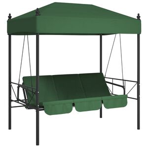 vidaXL Garden Swing Bench with Canopy Green Steel