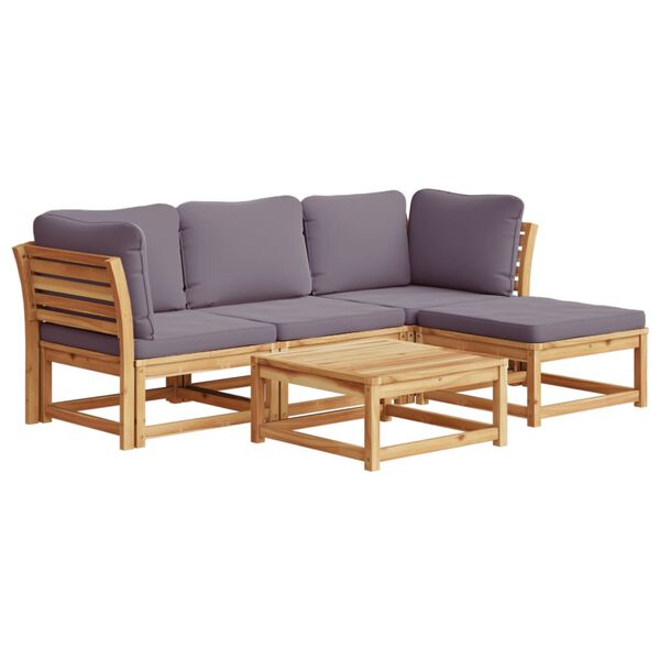 vidaXL 5 Piece Garden Lounge Set with Cushions Solid Wood Acacia