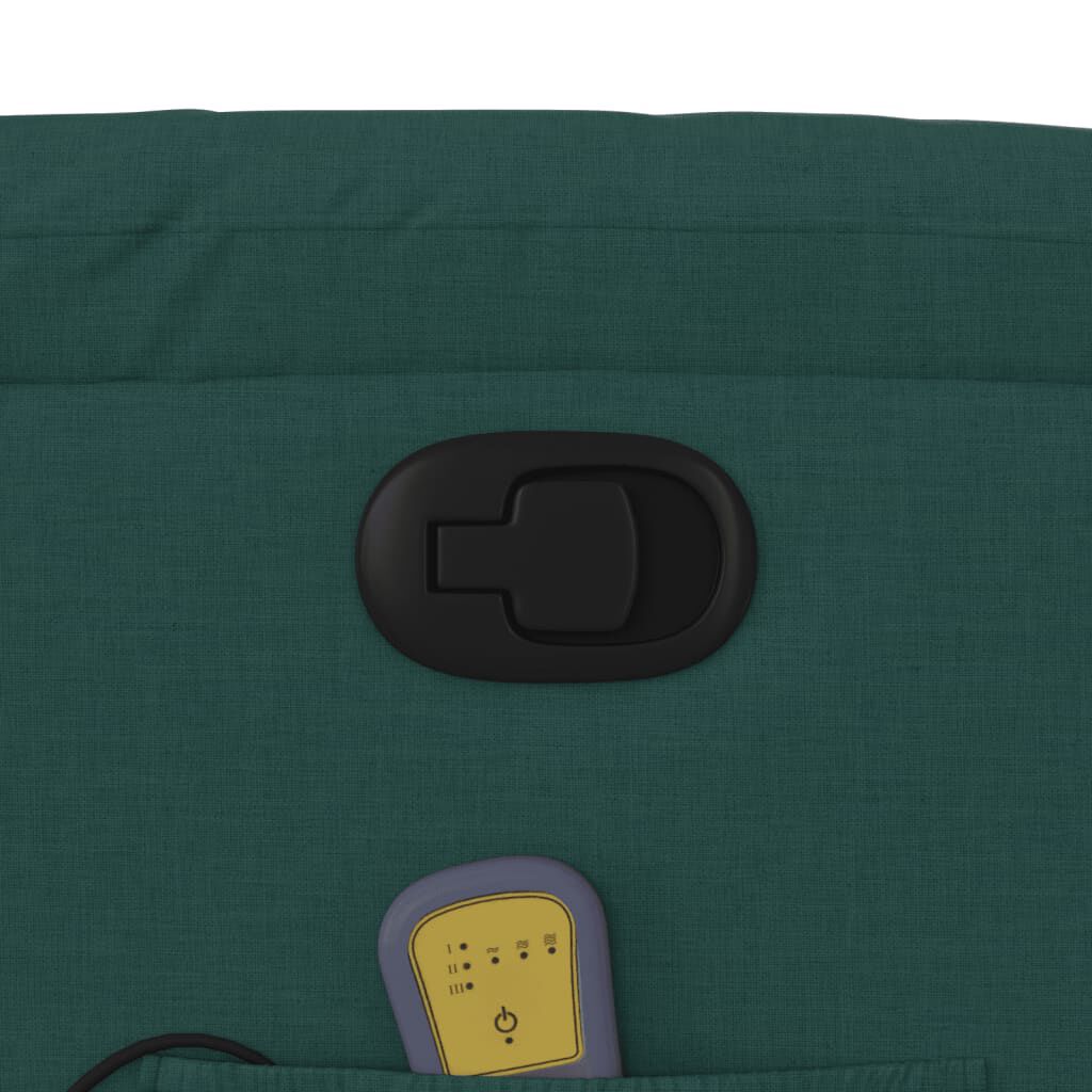 vidaXL Massage Recliner Chair Dark Green Fabric