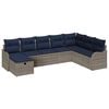 vidaXL Sofa Set with Cushion with Storage Grey and Navy Poly Rattan