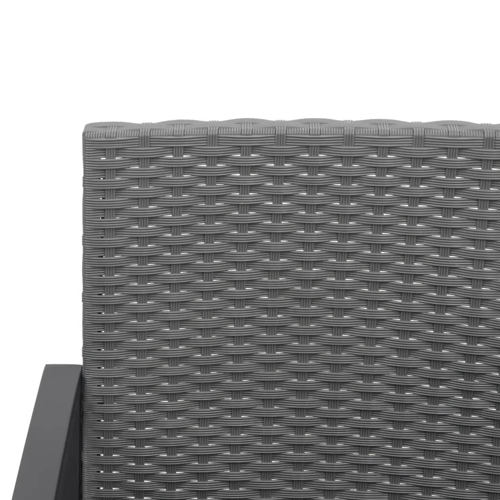 vidaXL 2-Seater Garden Bench with Cushions Dark Grey PP Rattan