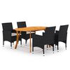 vidaXL 5 Piece Garden Dining Set Black