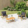vidaXL Garden Chairs 2 pcs with Dark Grey Cushions Bamboo