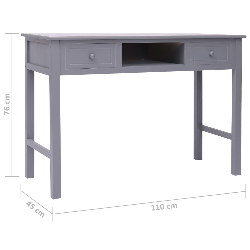 vidaXL Writing Desk Grey 110x45x76 cm Wood