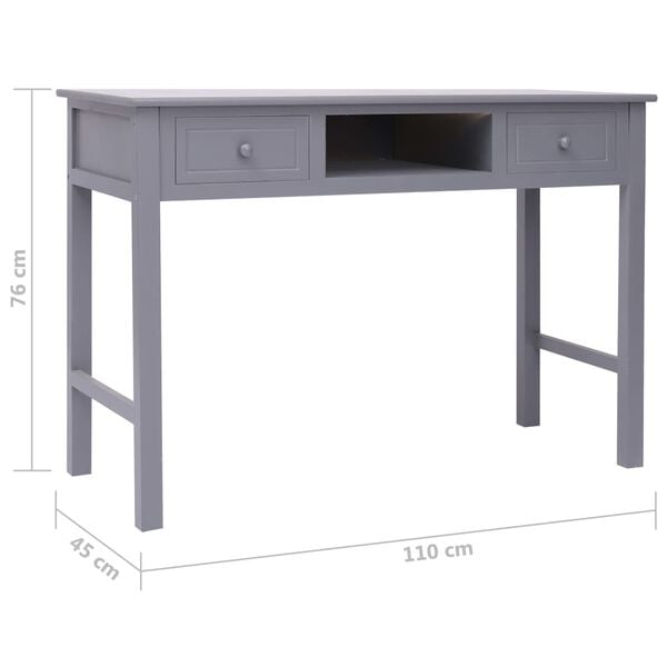 vidaXL Writing Desk Grey 110x45x76 cm Wood