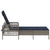 vidaXL Sun Lounger Grey and Navy Blue 55 x 200 x 92 cm Poly Rattan