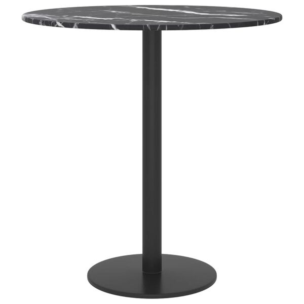 vidaXL Table Top Black &Oslash;40x0.8 cm Tempered Glass with Marble Design