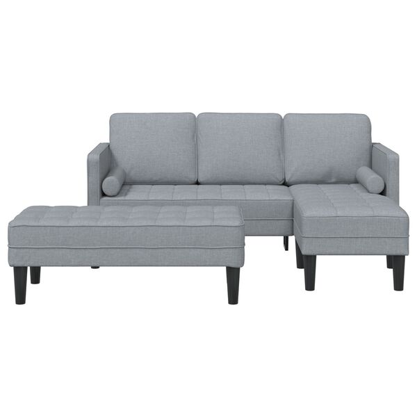 vidaXL 2 Piece Sofa Set with Cushions Light Grey Fabric
