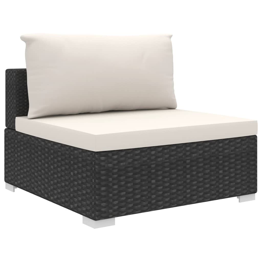 vidaXL 8 Piece Garden Lounge Set with Cushions Poly Rattan Black