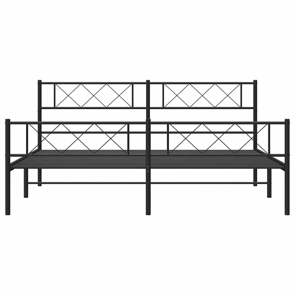 vidaXL Metal Bed Frame without Mattress with Footboard Black 183x213cm