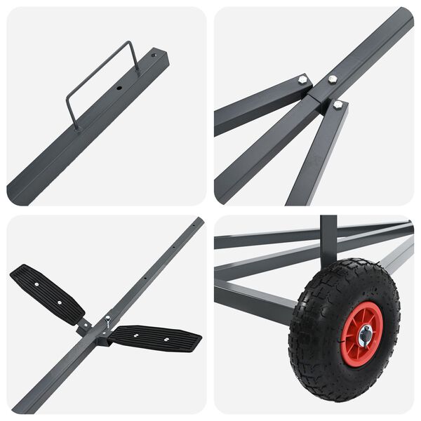 vidaXL Boat Trailer 212-302 cm Adjustable Length 160 kg Steel