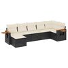 vidaXL 7 Piece Garden Sofa Set with Cushions Black Poly Rattan