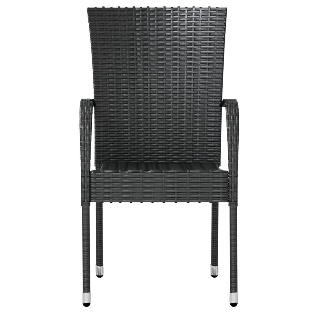 vidaXL 3 Piece Garden Dining Set Poly Rattan Black