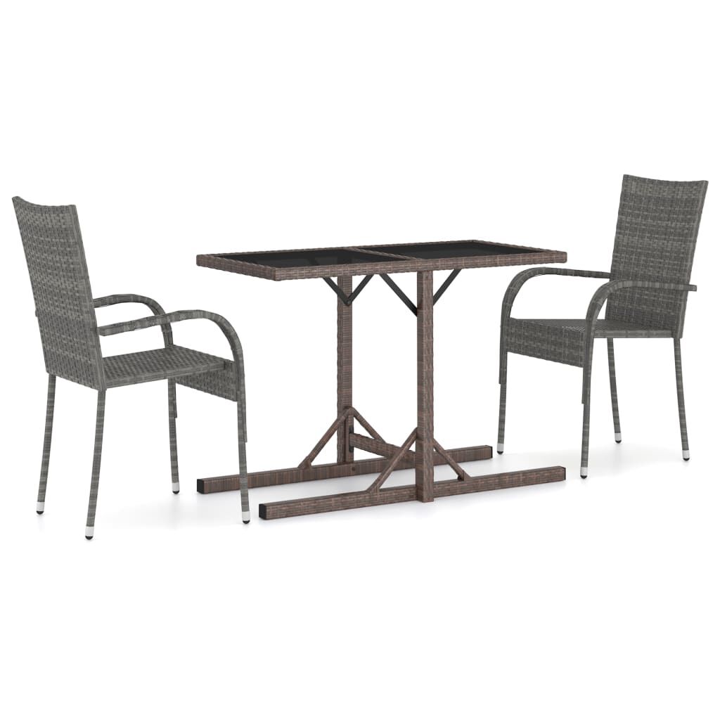 vidaXL 3 Piece Garden Dining Set Grey