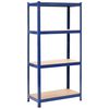 vidaXL Storage Shelf Blue 80x40x160 cm Steel and MDF