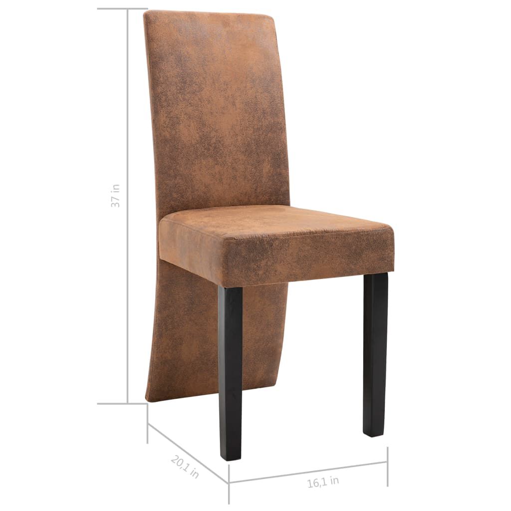 vidaXL Dining Chairs 4 pcs Brown Faux Suede Leather