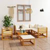 vidaXL 8 Piece Garden Lounge Set with Cushion Cream Solid Acacia Wood