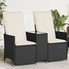vidaXL Reclining Garden Sofa 2-Seater with Table Black Poly Rattan