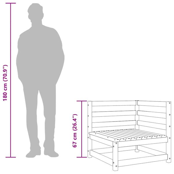 vidaXL Garden Sofa Corner 70x70x67 cm Solid Wood Pine