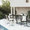 vidaXL 7 Piece Garden Dining Set with Cushions Black Poly Rattan