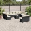 vidaXL 13 Piece Garden Sofa Set with Cushions Black Poly Rattan