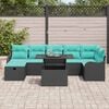 vidaXL Garden Sofa Set with Cushion 8 pcs Black Poly rattan