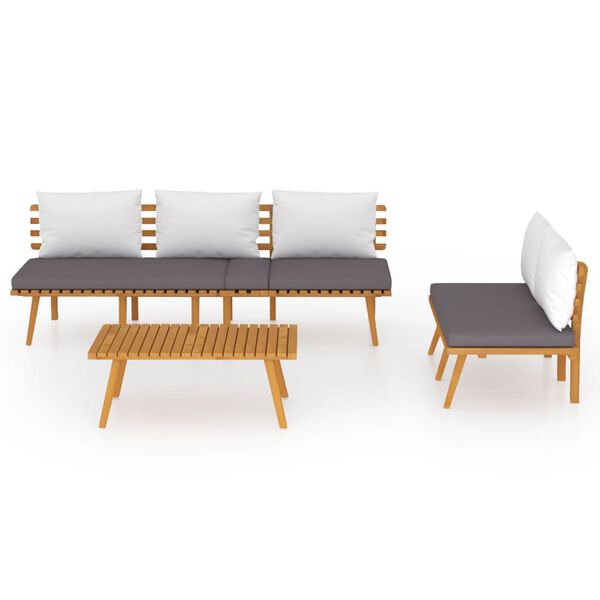 vidaXL 3 Piece Garden Lounge Set with Cushions Solid Wood Acacia