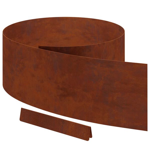 vidaXL Lawn Edging 4 pcs Rusty 450 x 0.05 x 25 cm Weathering Steel
