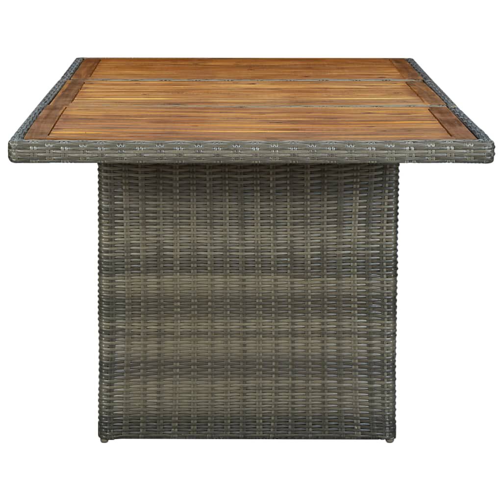 vidaXL Garden Table Brown Poly Rattan and Solid Acacia Wood