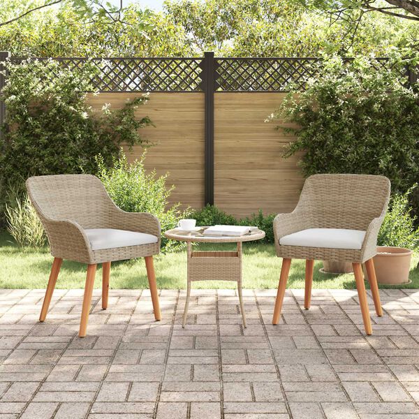 vidaXL Garden Chair 2 pcs Beige 55 x 62.5 x 82cm Poly Rattan