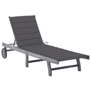 vidaXL Garden Sun Lounger with Cushion Grey Solid Acacia Wood