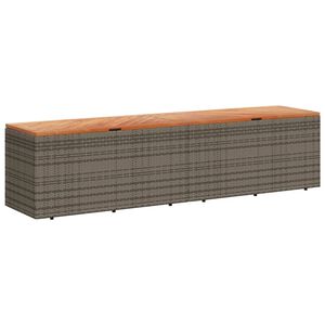 vidaXL Garden Storage Box Grey 220x50x54 cm Poly Rattan Acacia Wood