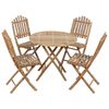 vidaXL 5 Piece Folding Outdoor Dining Set with Cushions Bamboo