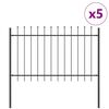 vidaXL Garden Fence 5 pcs Grey 8.5 x 1.2 m Powder-coated Steel