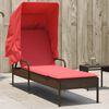 vidaXL Sun Lounger with Canopy Brown Poly Rattan