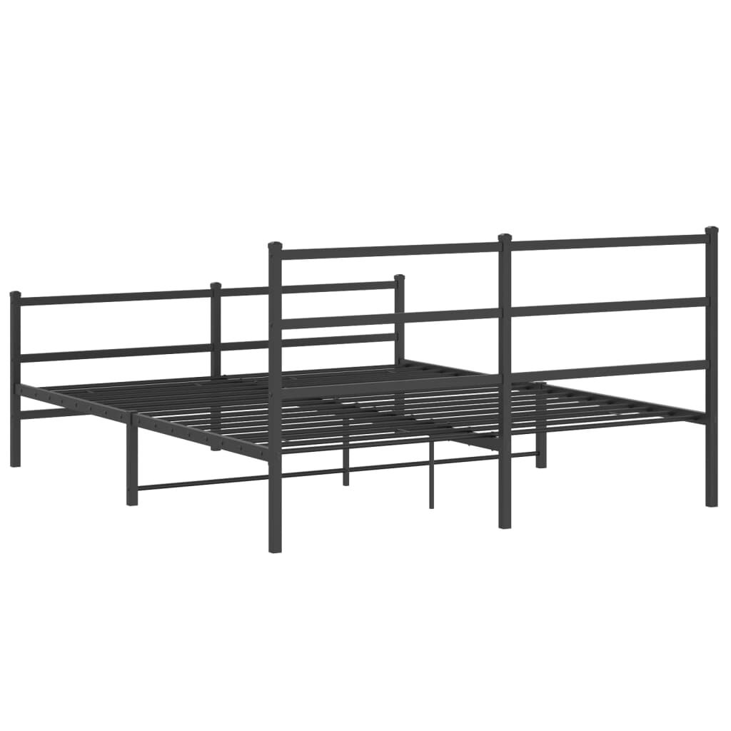 vidaXL Metal Bed Frame without Mattress with Footboard Black 150x200cm