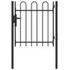 vidaXL Fence Gate Single Door with Arched Top Steel 1x1 m Black