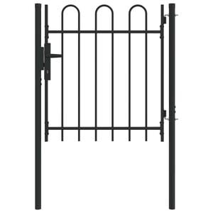 vidaXL Fence Gate Single Door with Arched Top Steel 1x1 m Black