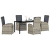 vidaXL Garden Dining Set with Cushion 5 pcs Grey Poly Rattan