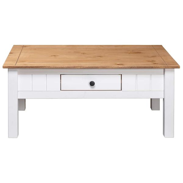 vidaXL Coffee Table White 100x60x45 cm Solid Pine Wood Panama Range