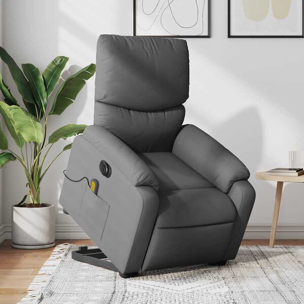 vidaXL Electric Stand up Massage Recliner Chair Dark Grey Fabric