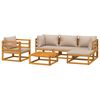 vidaXL 6 Piece Garden Lounge Set with Taupe Cushions Solid Wood