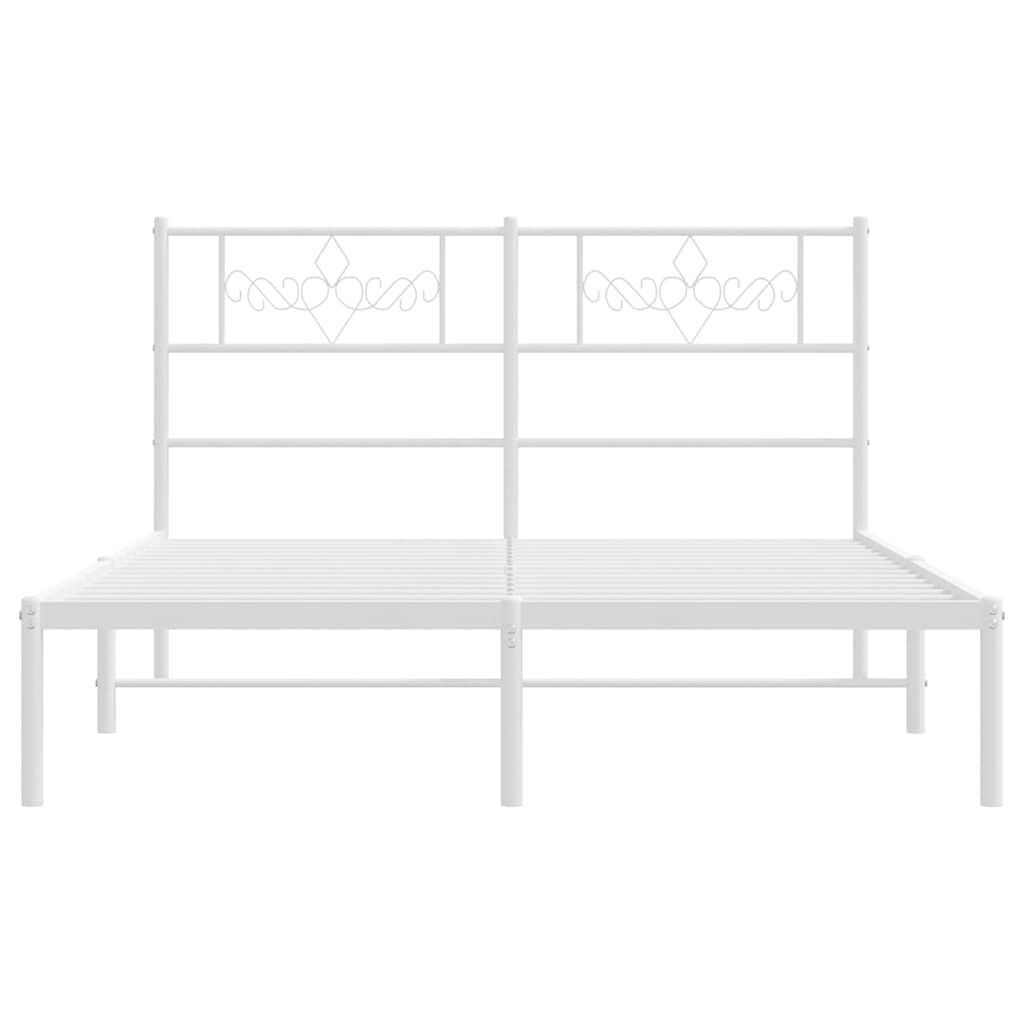 vidaXL Metal Bed Frame without Mattress with Headboard White 135x190cm