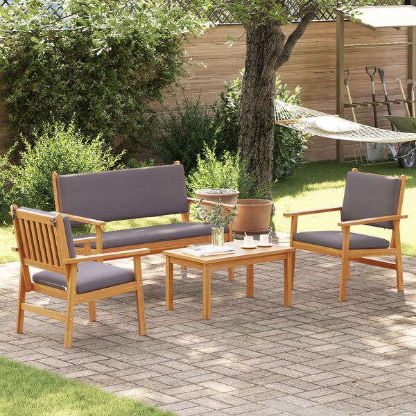 vidaXL 4 Piece Garden Sofa Set with Cushions Solid Wood Acacia
